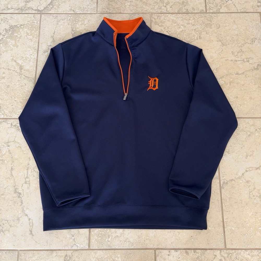 Antigua Detroit Tigers Men's XL Extra Large 1/4 Zip Long Sleeve Pullover